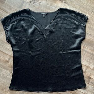 Express Women's Black V-Neck Cap Sleeve Top